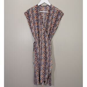 Tucker Silk Wrap Dress Bold Ikat Boho Indie Feminine Coastal Southwest- Size XS